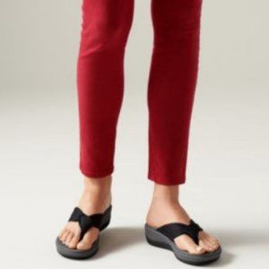 Clarks Women's Arla Glison Black Fabric Platform Flip Flops Sandals Size 6 NEW